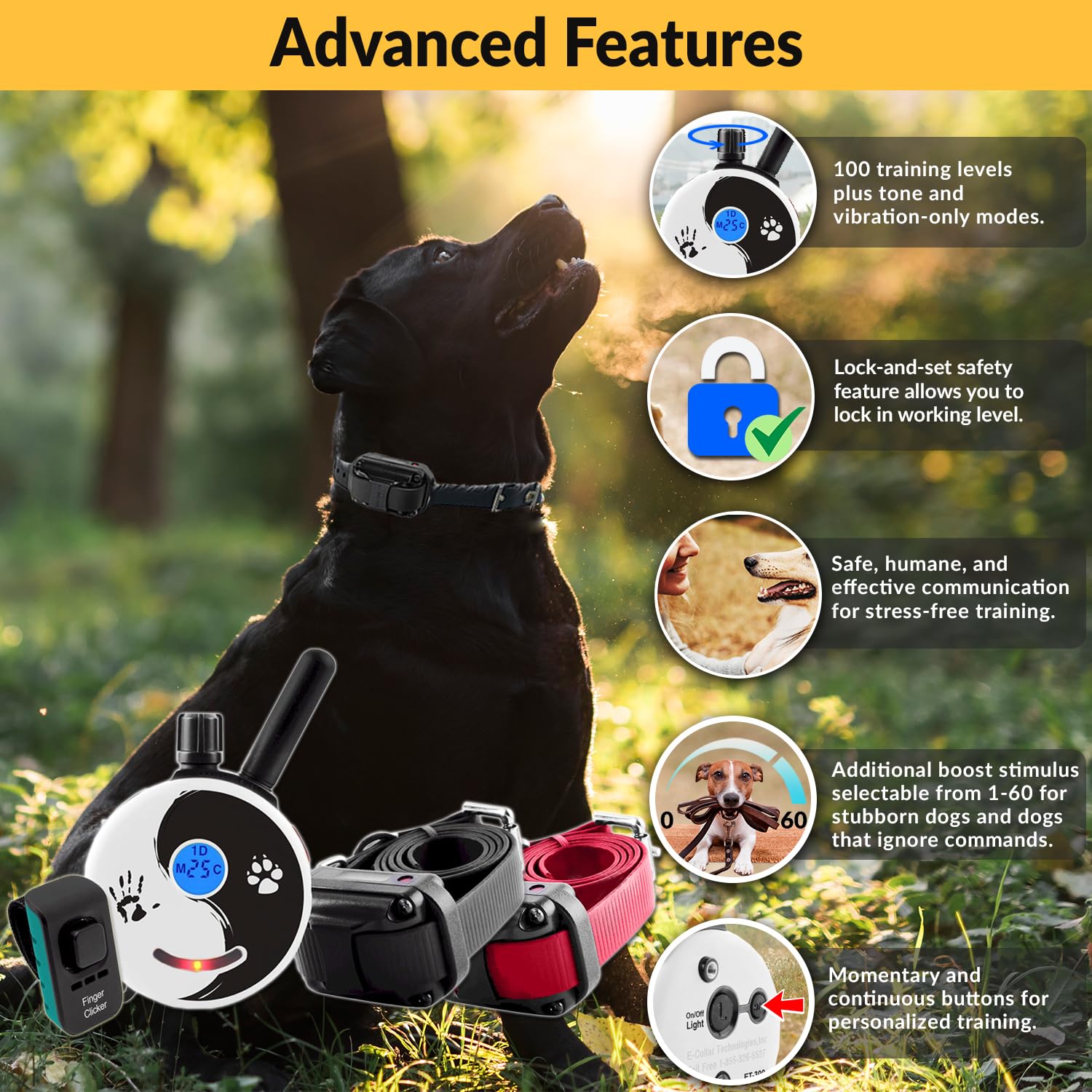 E-Collar - Educator Zen-302-1/2 Mile Waterproof Remote Dog Training Collar Includes Premium Finger Clicker Trainer, 100 Programm